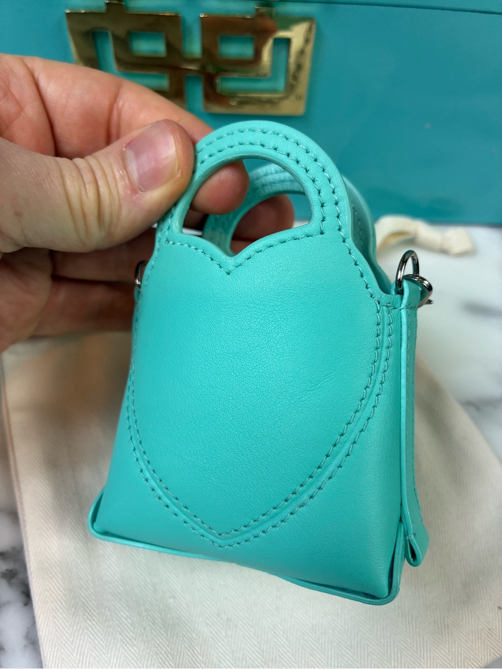 Tiffany & Co. Blue Leather Micro Nano Return to Tiffany Bag Charm - NWT - Picture 5 of 9